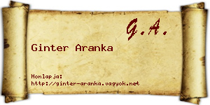 Ginter Aranka névjegykártya